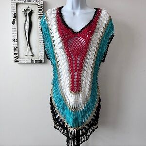 Questions By Say What Boho Festival Grunge Crochet Top Size M